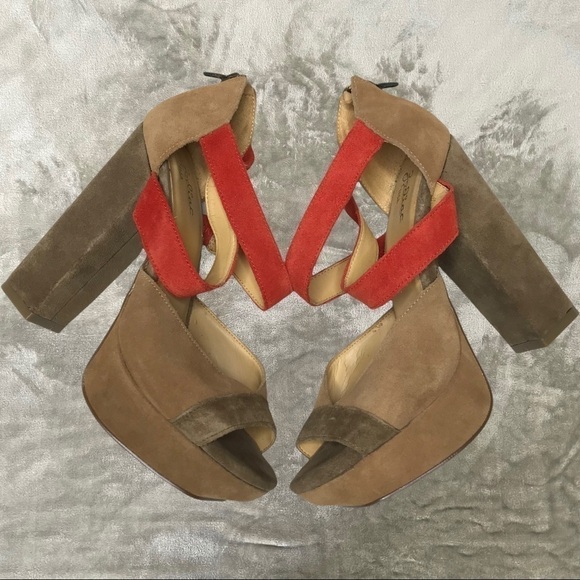 Zodiac USA Trixie Suede Leather Strappy 70’s Vibe Chunky Heels Zip Back Size 8 - Picture 8 of 13